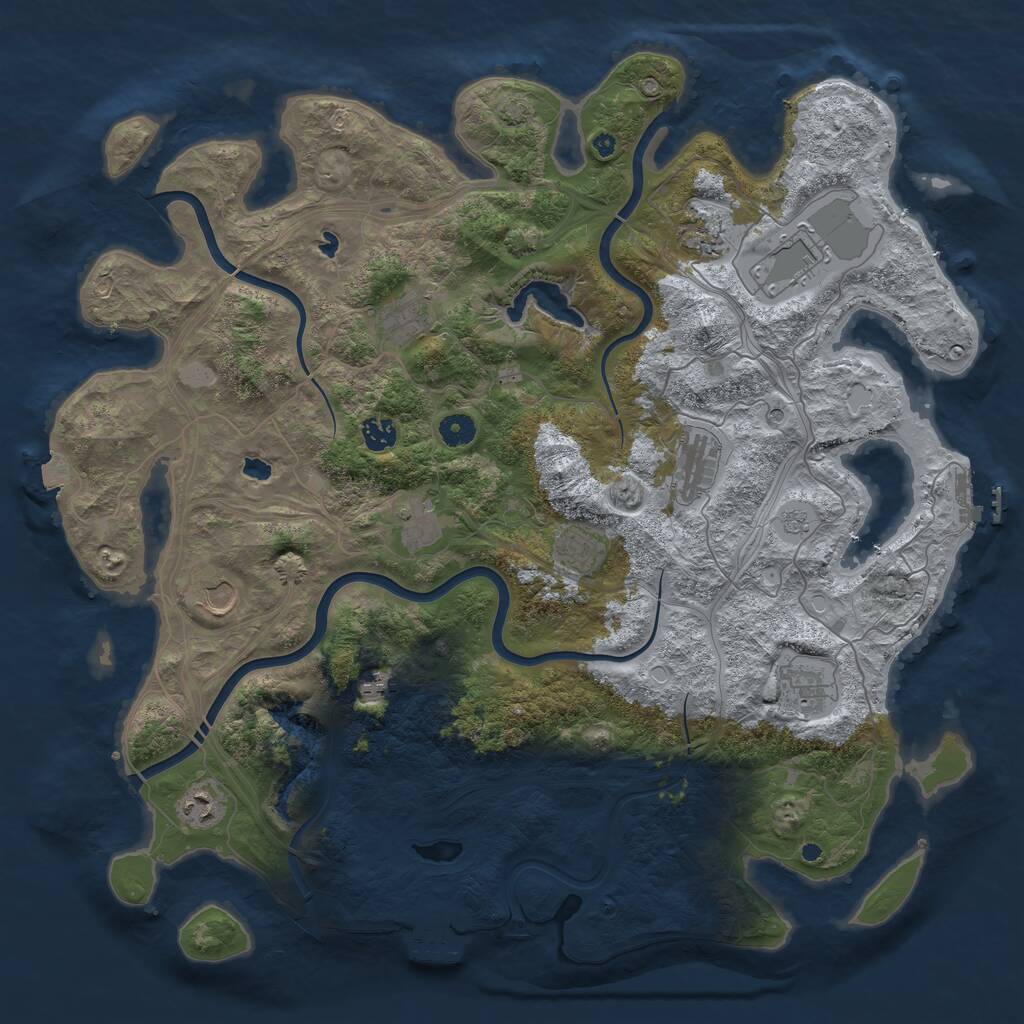Rust Map: Procedural Map, Size: 4500, Seed: 1264052065, 17 Monuments