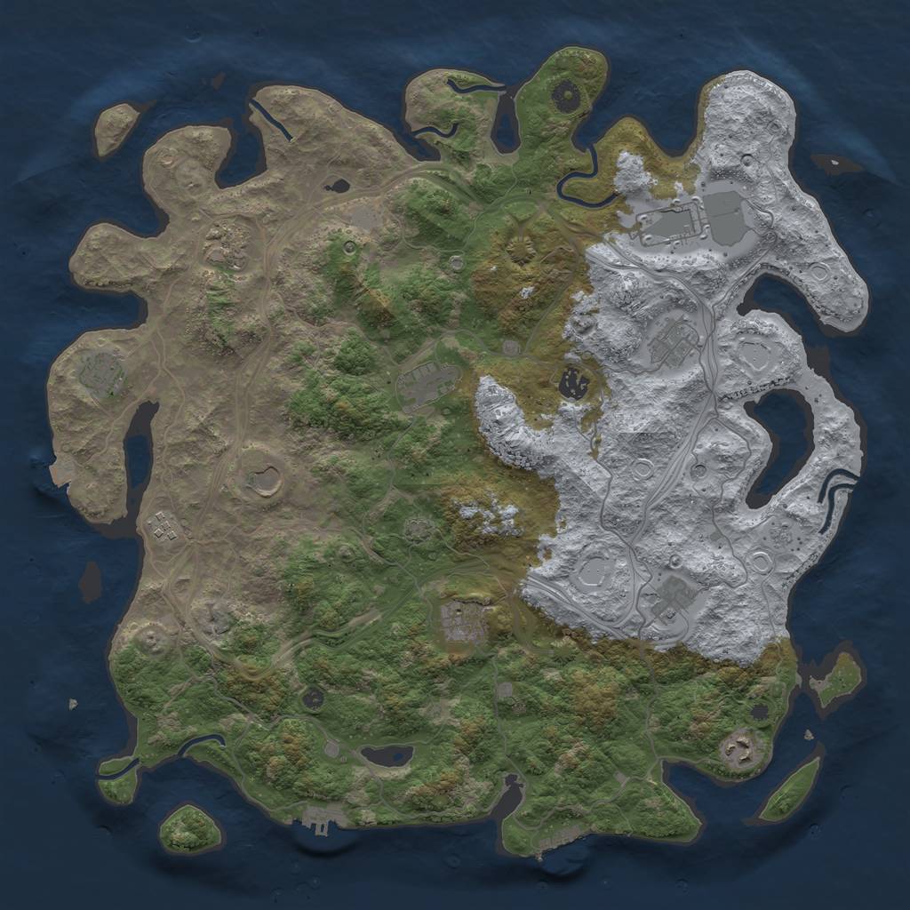 Rust Map: Procedural Map, Size: 4500, Seed: 1264052065, 19 Monuments