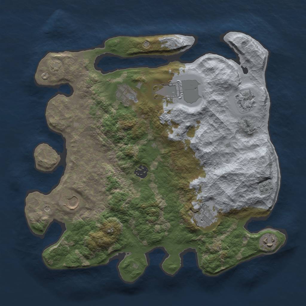 Rust Map: Barren, Size: 3500, Seed: 730986167, 12 Monuments