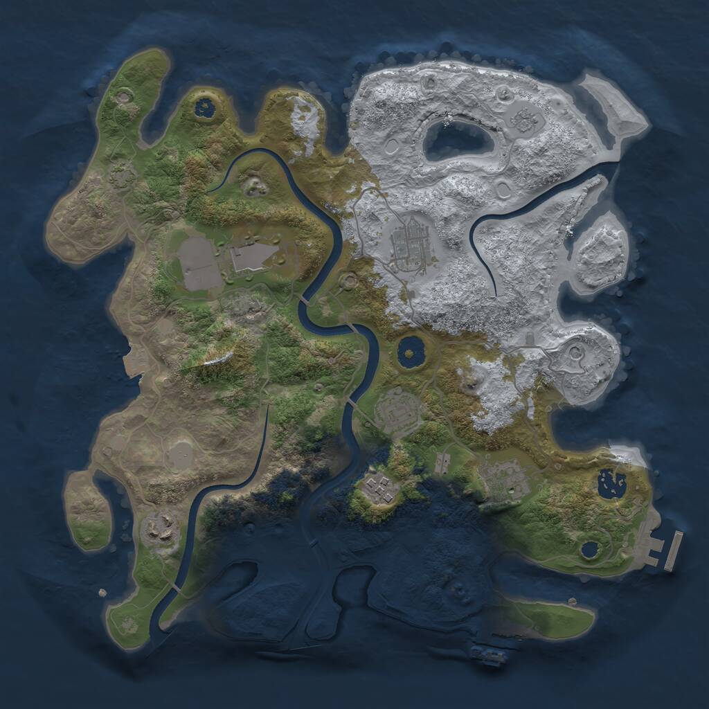 Rust Map: Procedural Map, Size: 3500, Seed: 901824614, 13 Monuments