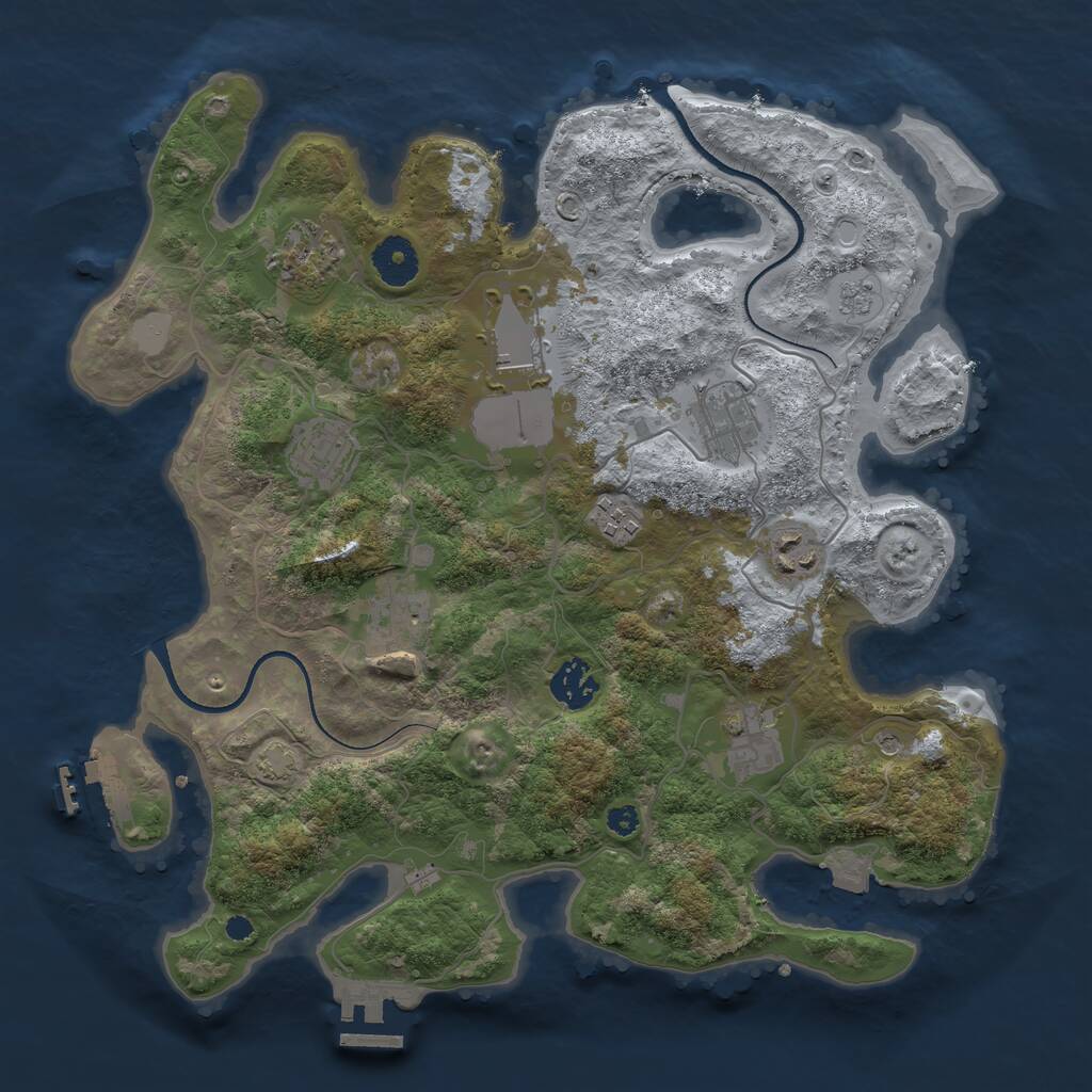 Rust Map: Procedural Map, Size: 3500, Seed: 901824614, 15 Monuments