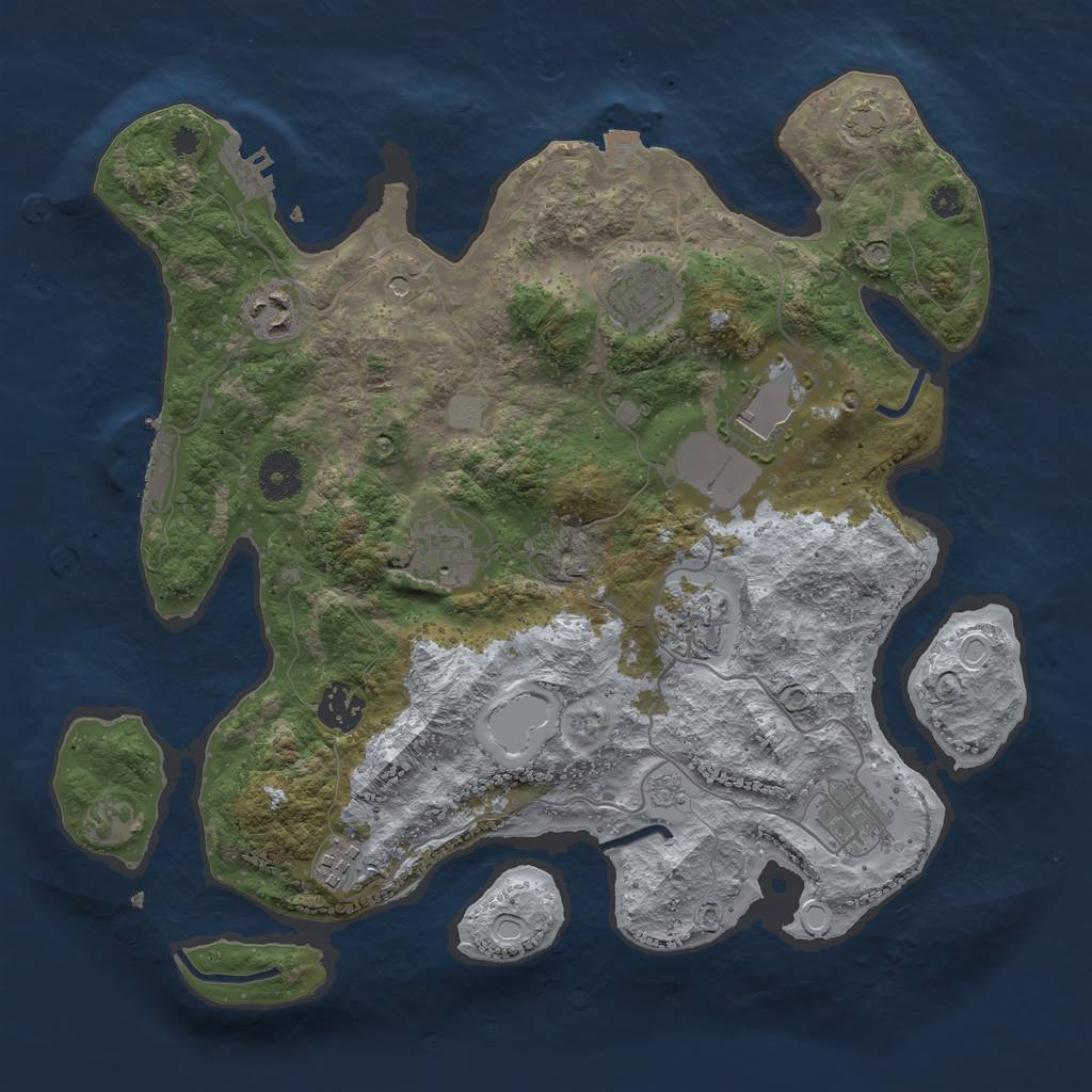 Rust Map: Procedural Map, Size: 3500, Seed: 701613031, 16 Monuments