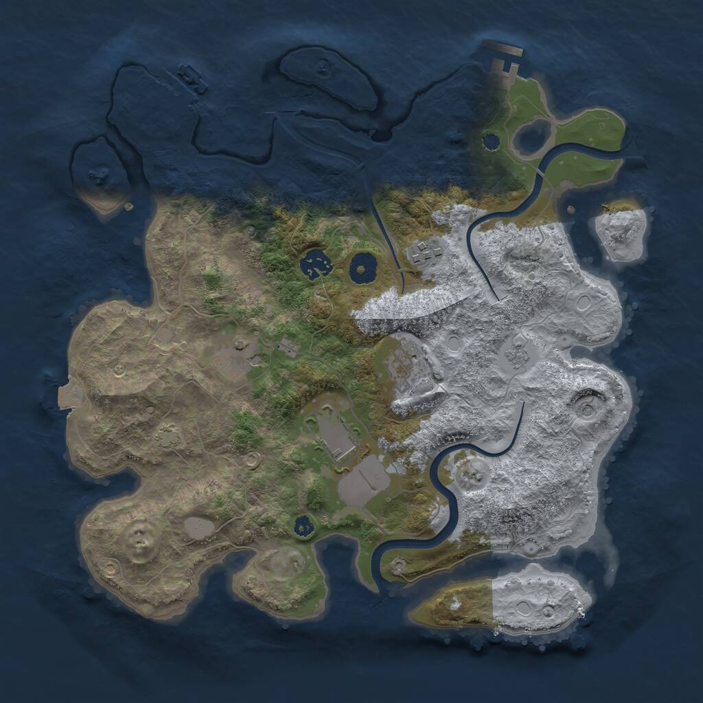 Rust Map: Procedural Map, Size: 3500, Seed: 1644447569, 11 Monuments