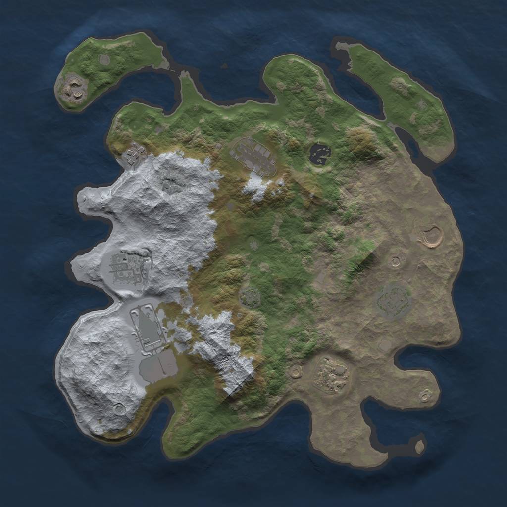 Rust Map: Barren, Size: 3500, Seed: 196293104, 13 Monuments