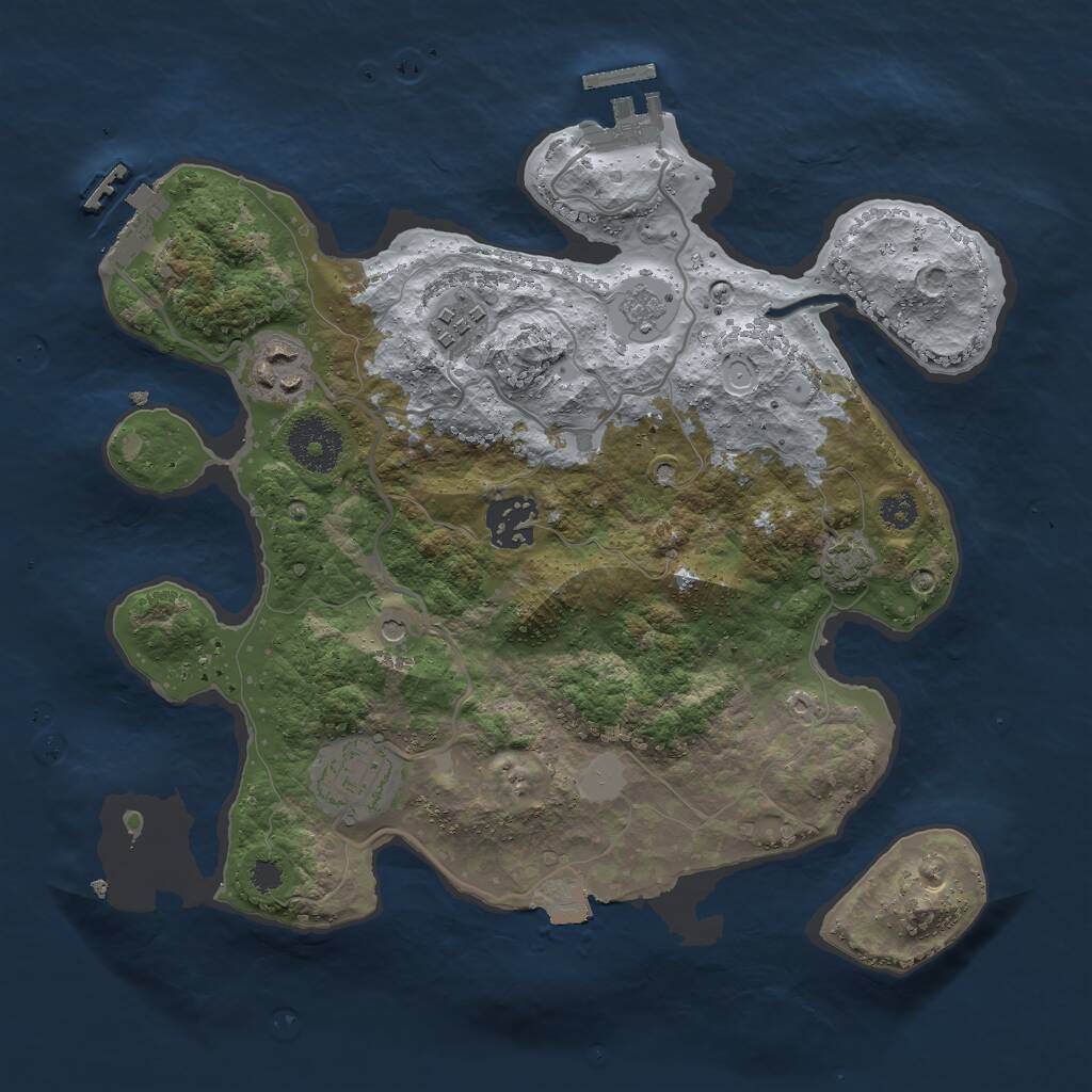 Rust Map: Procedural Map, Size: 3000, Seed: 13618, 10 Monuments
