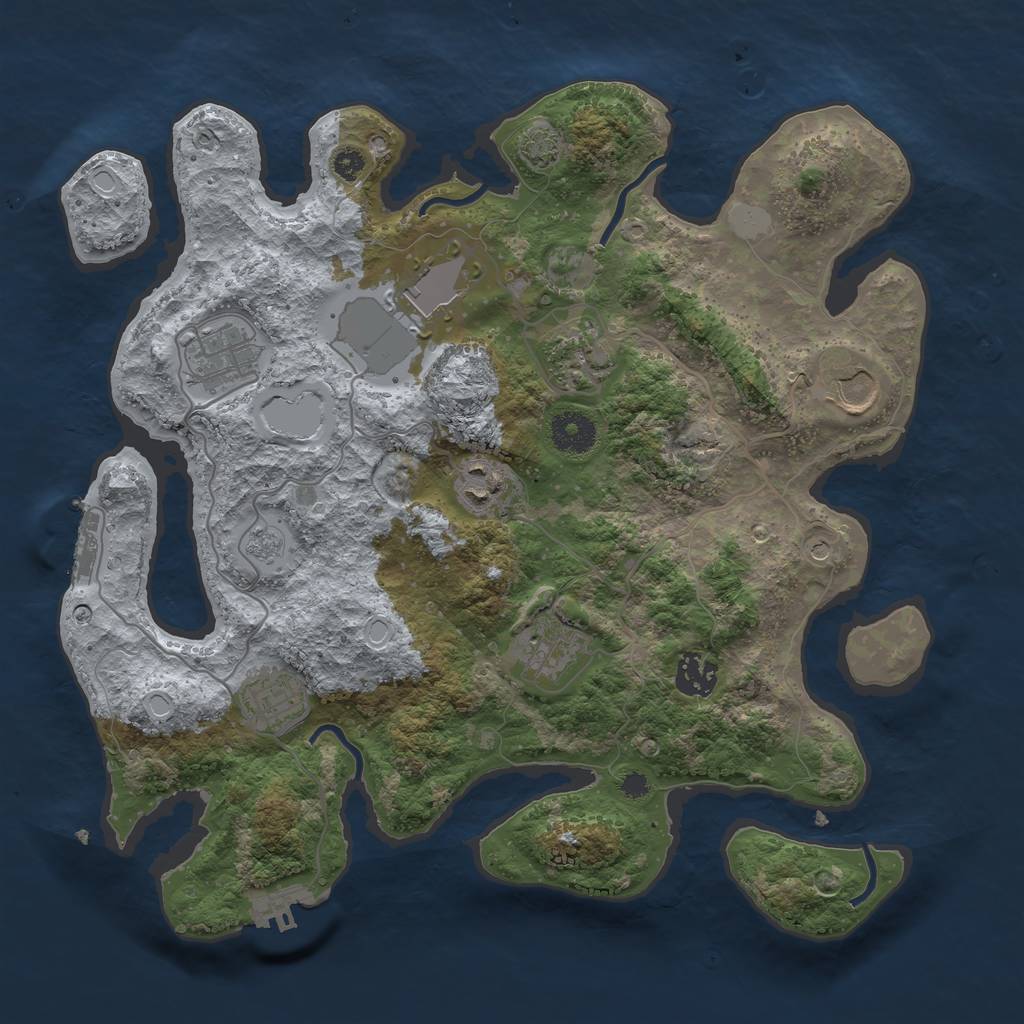 Rust Map: Procedural Map, Size: 3500, Seed: 631608441, 16 Monuments