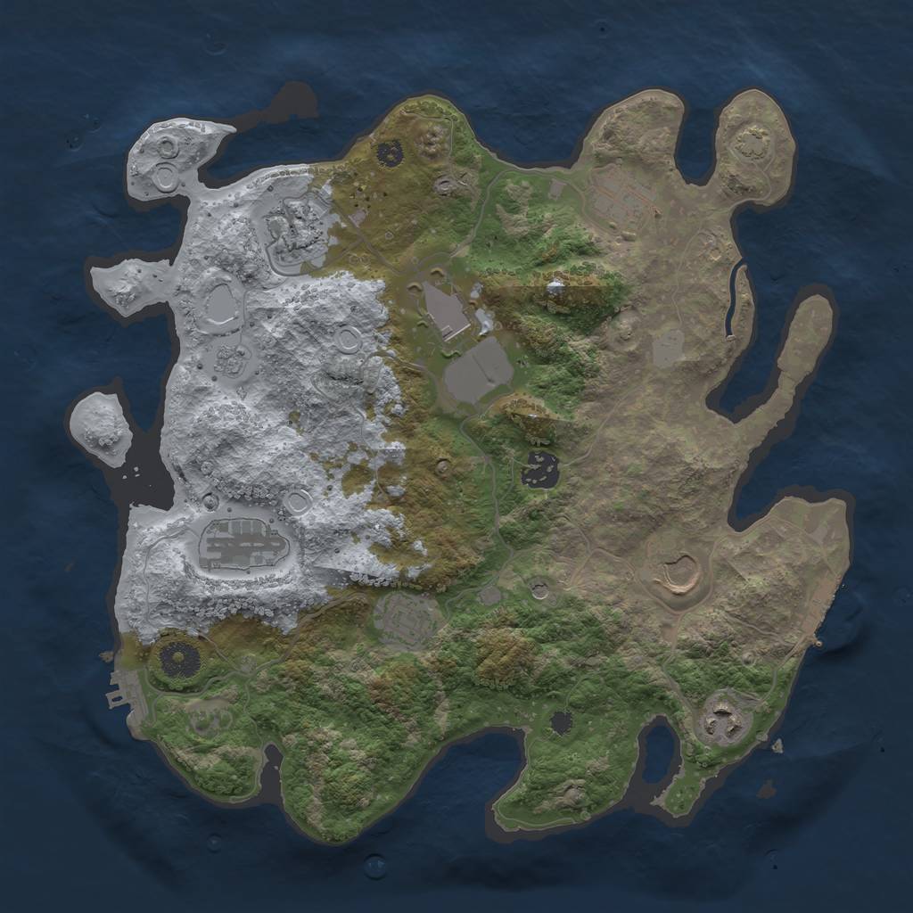 Rust Map: Procedural Map, Size: 3500, Seed: 740233705, 16 Monuments