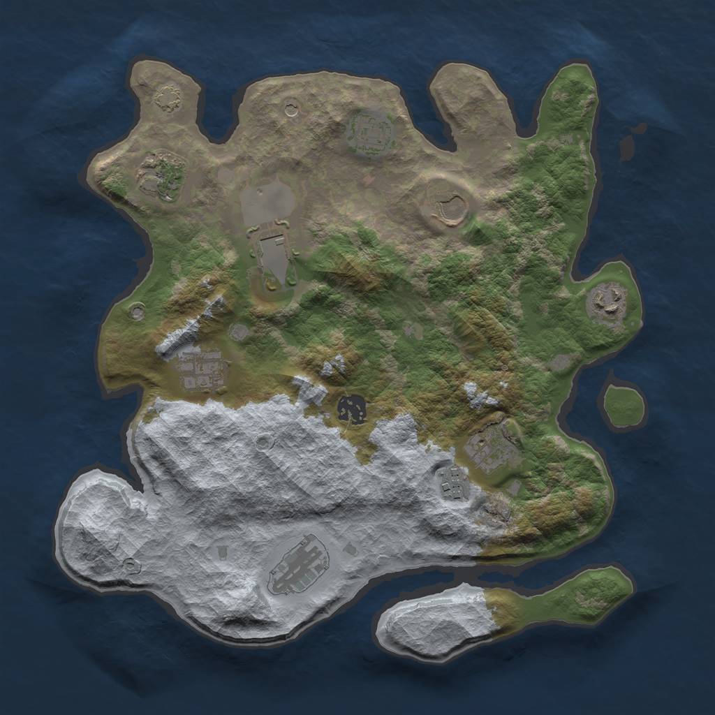Rust Map: Barren, Size: 3500, Seed: 10934574, 14 Monuments