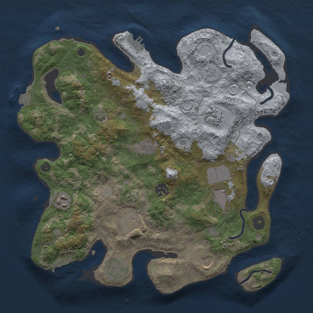 Rust Map: Procedural Map, Size: 3500, Seed: 921066873, 16 Monuments