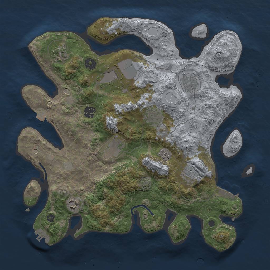 Rust Map: Procedural Map, Size: 3500, Seed: 126980723, 17 Monuments
