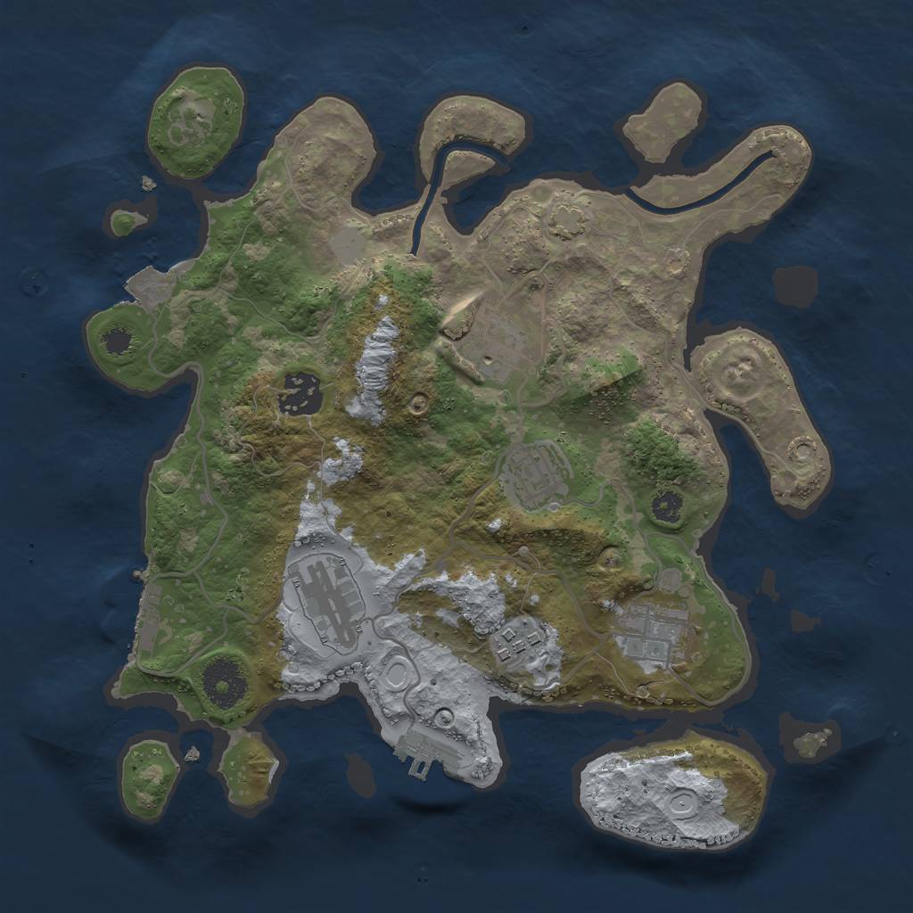 Rust Map: Procedural Map, Size: 3000, Seed: 2456229, 12 Monuments