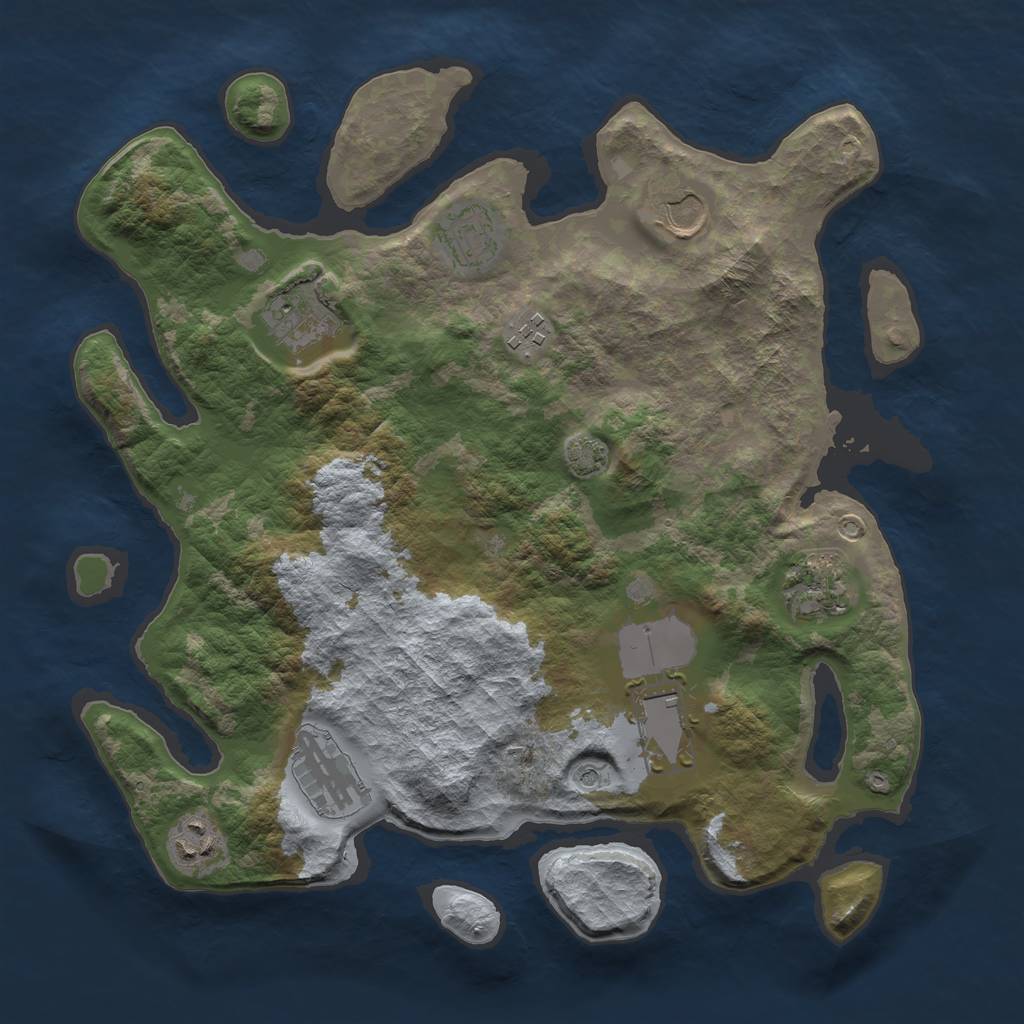Rust Map: Barren, Size: 3500, Seed: 644569915, 12 Monuments