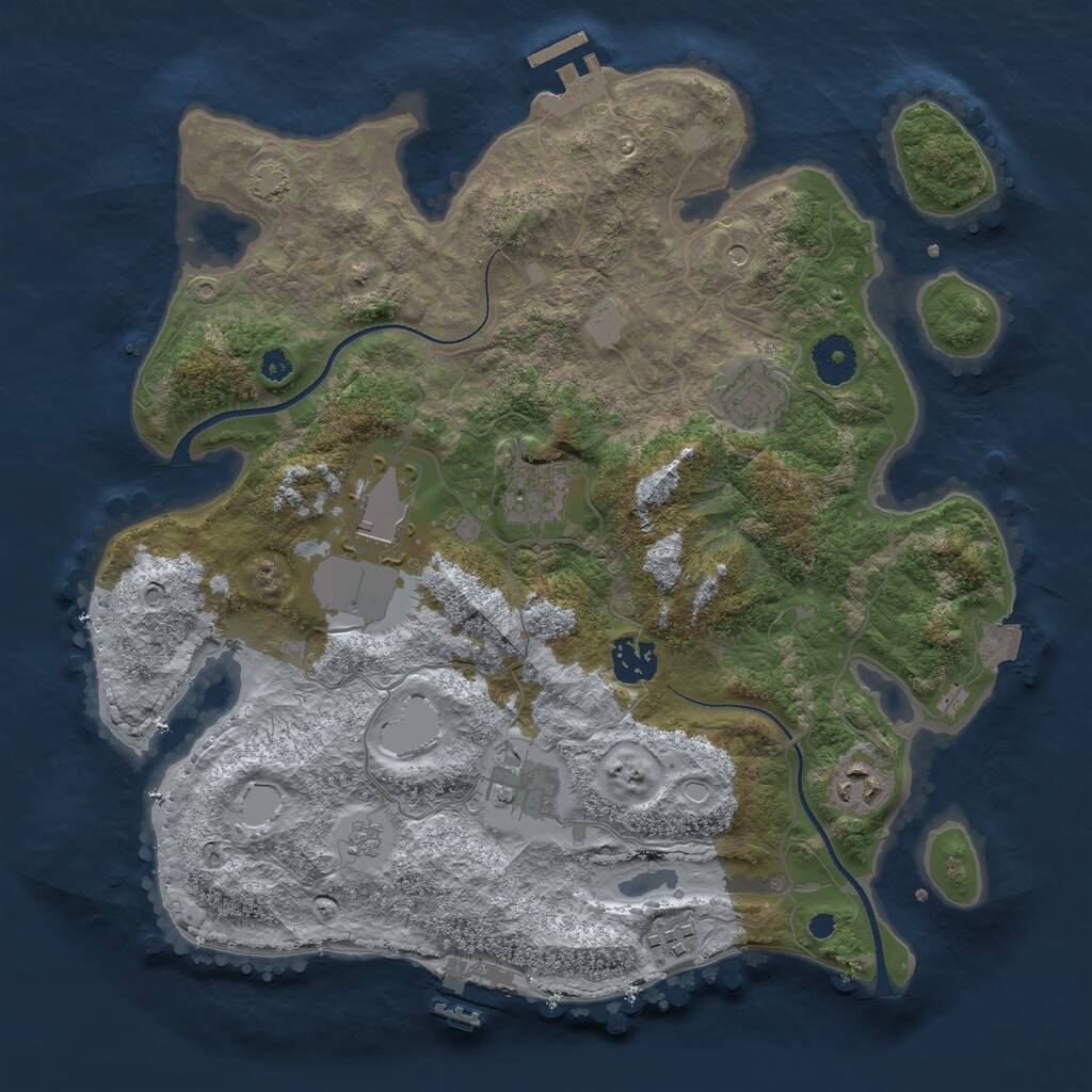 Rust Map: Procedural Map, Size: 3500, Seed: 447029377, 13 Monuments