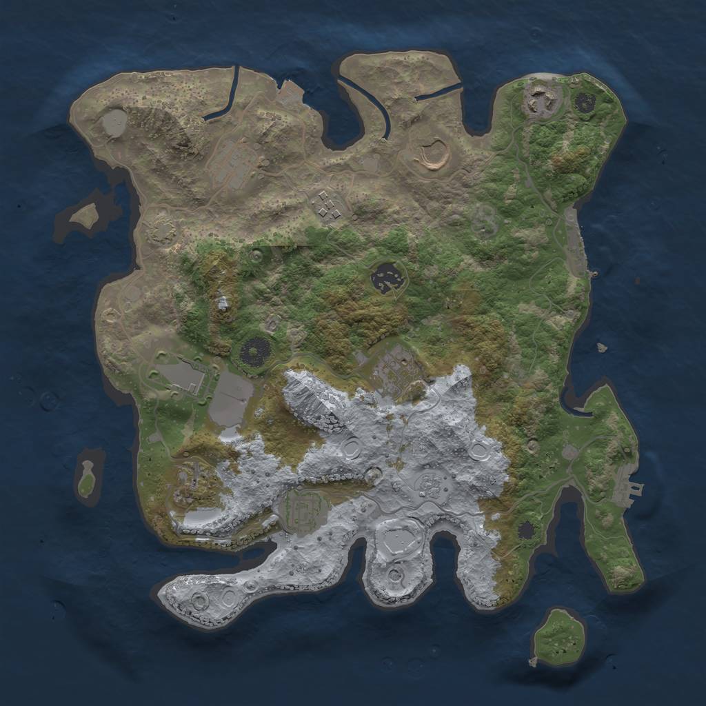 Rust Map: Procedural Map, Size: 3500, Seed: 276728025, 17 Monuments