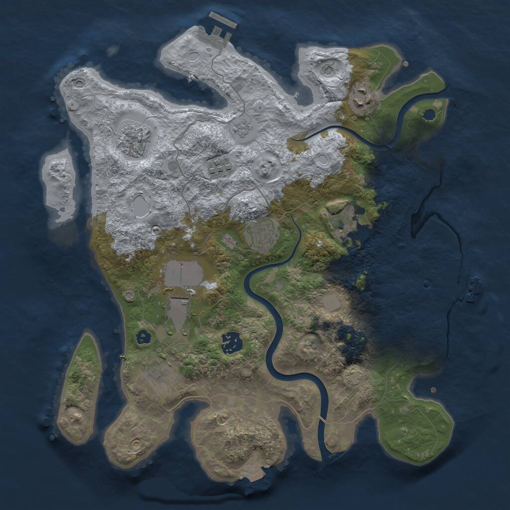 Rust Map: Procedural Map, Size: 3500, Seed: 74586434, 14 Monuments
