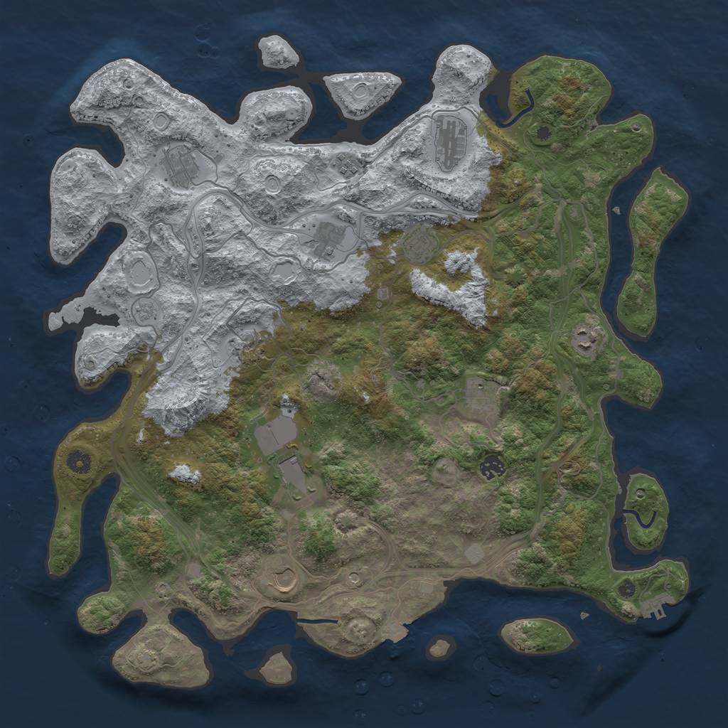 Rust Map: Procedural Map, Size: 4500, Seed: 4122321, 18 Monuments