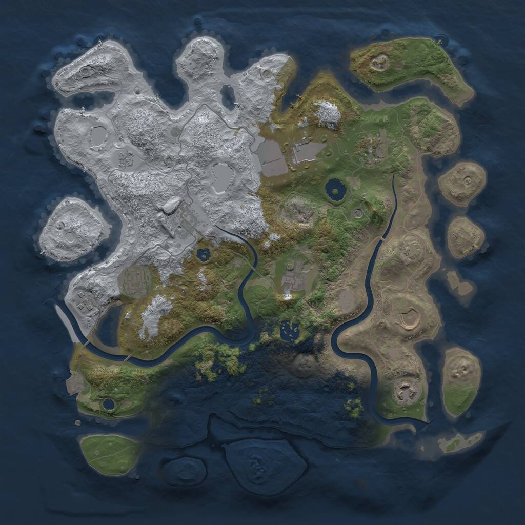 Rust Map: Procedural Map, Size: 3750, Seed: 141258795, 13 Monuments