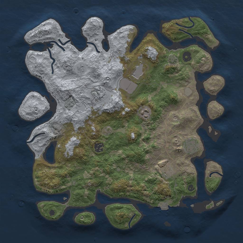 Rust Map: Procedural Map, Size: 3750, Seed: 141258795, 13 Monuments