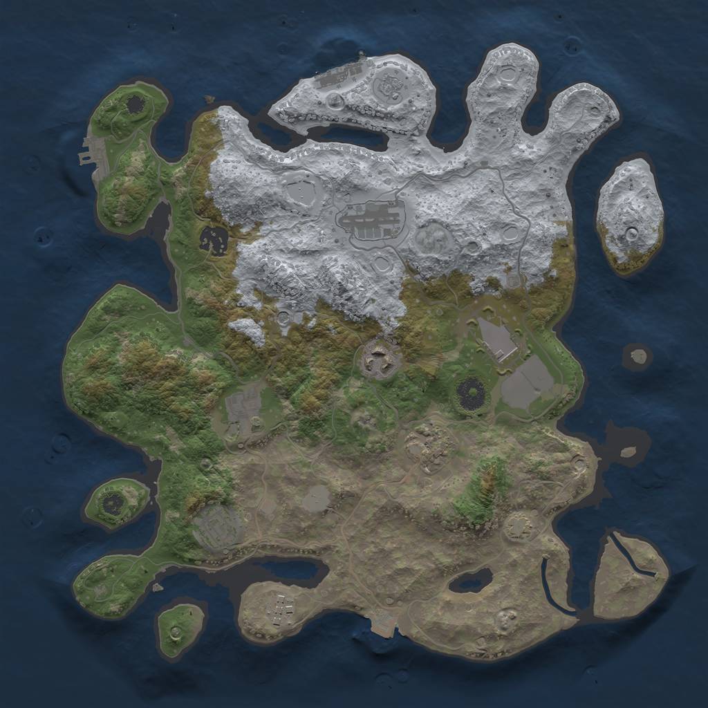 Rust Map: Procedural Map, Size: 3500, Seed: 85672358, 16 Monuments