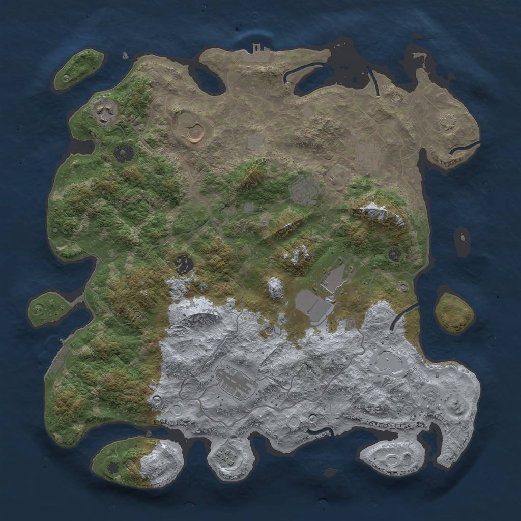 Rust Map: Procedural Map, Size: 4000, Seed: 1254856, 16 Monuments