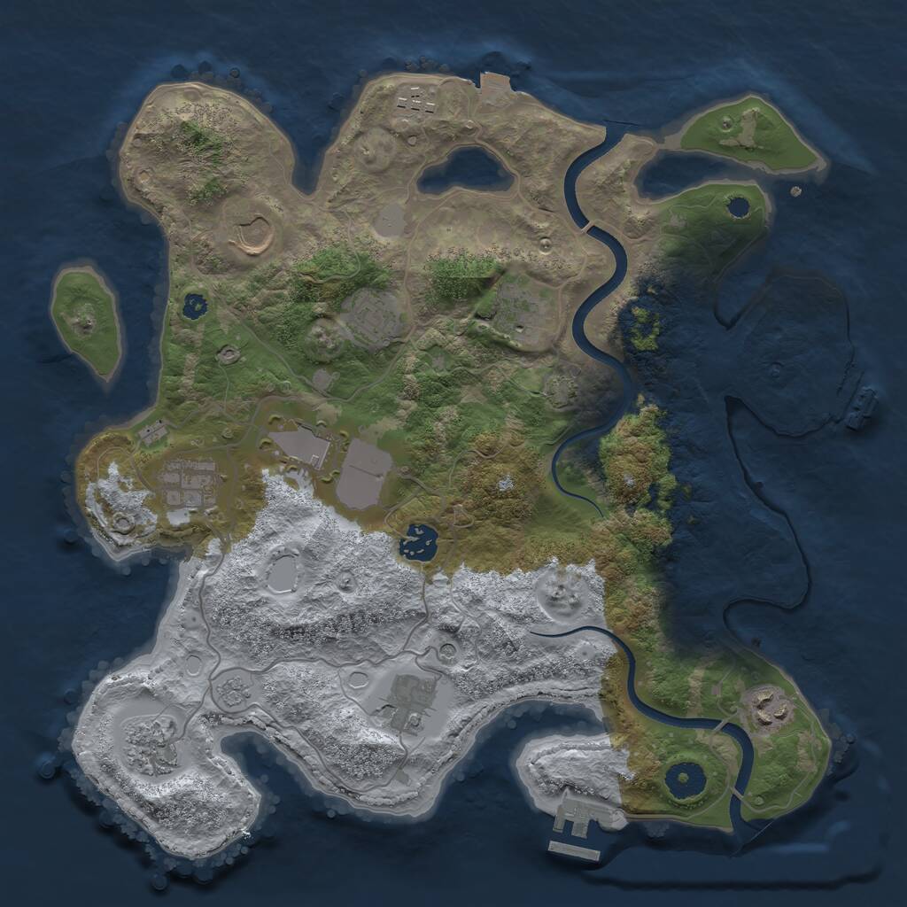 Rust Map: Procedural Map, Size: 3555, Seed: 2147483647, 16 Monuments