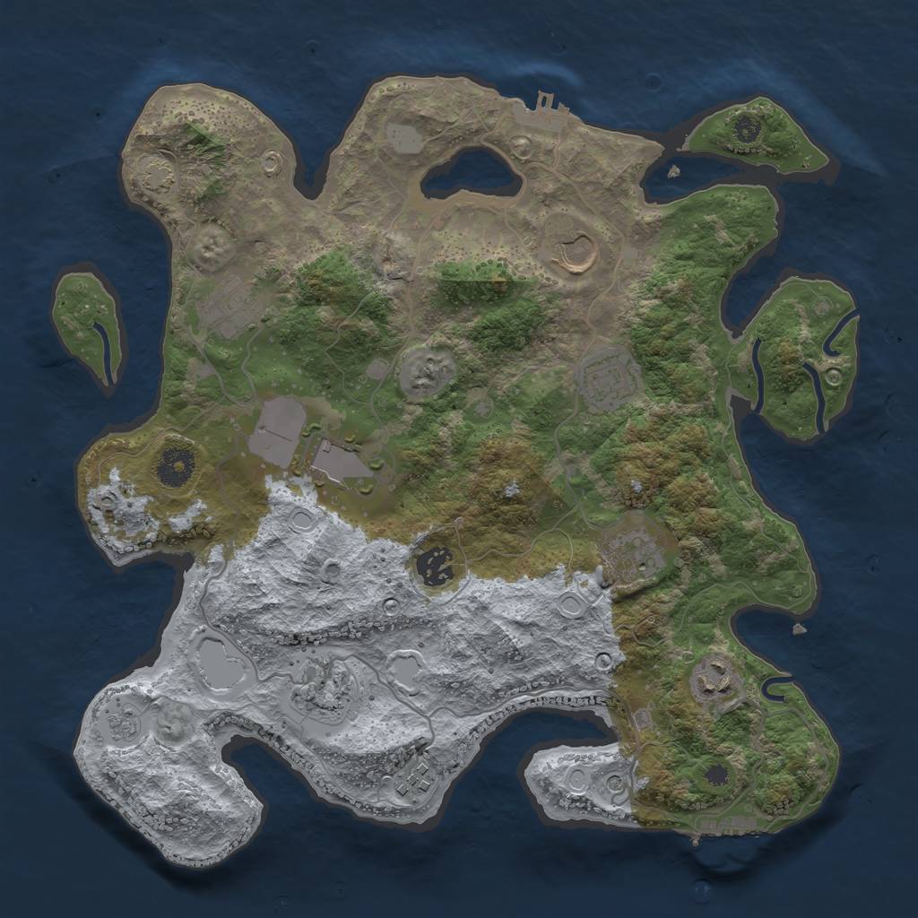 Rust Map: Procedural Map, Size: 3555, Seed: 2147483647, 17 Monuments