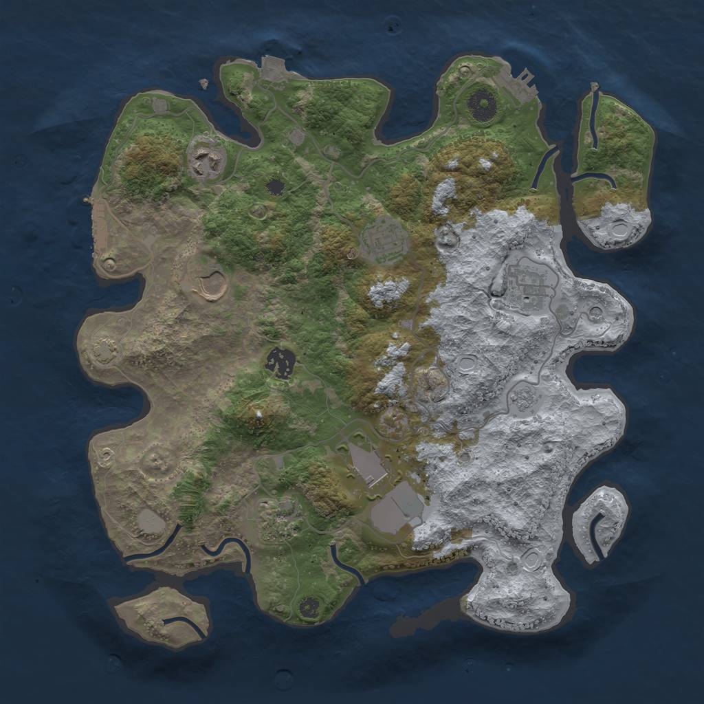 Rust Map: Procedural Map, Size: 3500, Seed: 1150792615, 15 Monuments