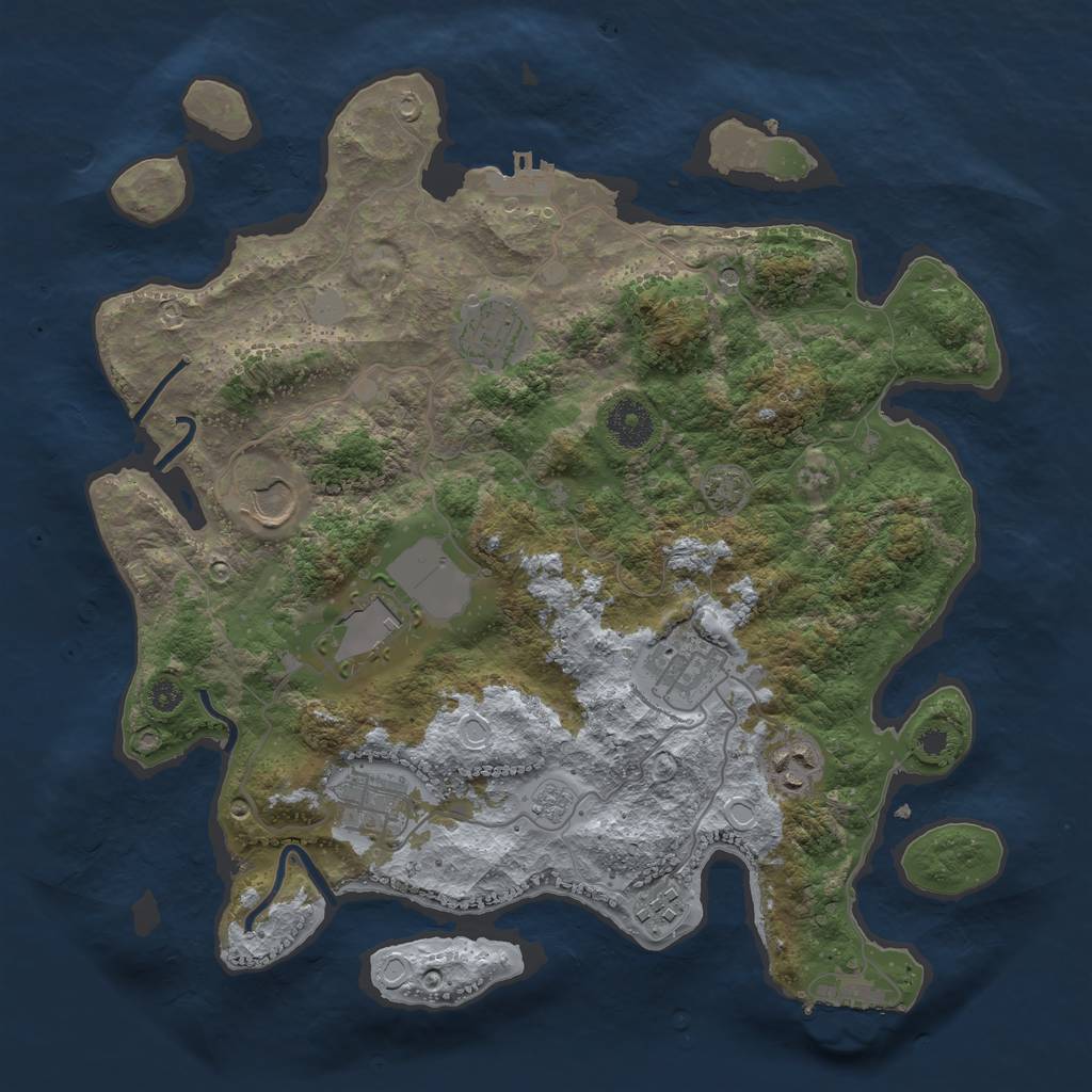 Rust Map: Procedural Map, Size: 3500, Seed: 16109, 15 Monuments