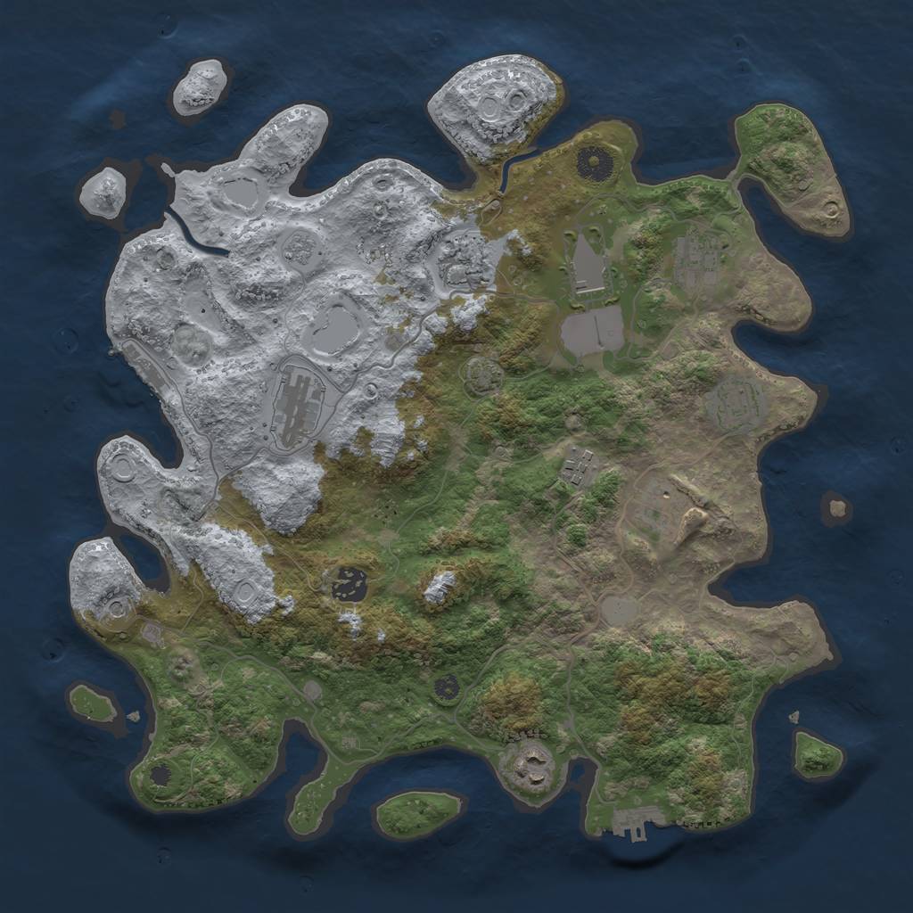 Rust Map: Procedural Map, Size: 3750, Seed: 84936, 17 Monuments