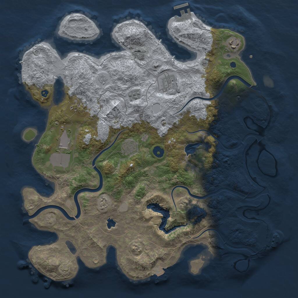 Rust Map: Procedural Map, Size: 4000, Seed: 993188443, 12 Monuments