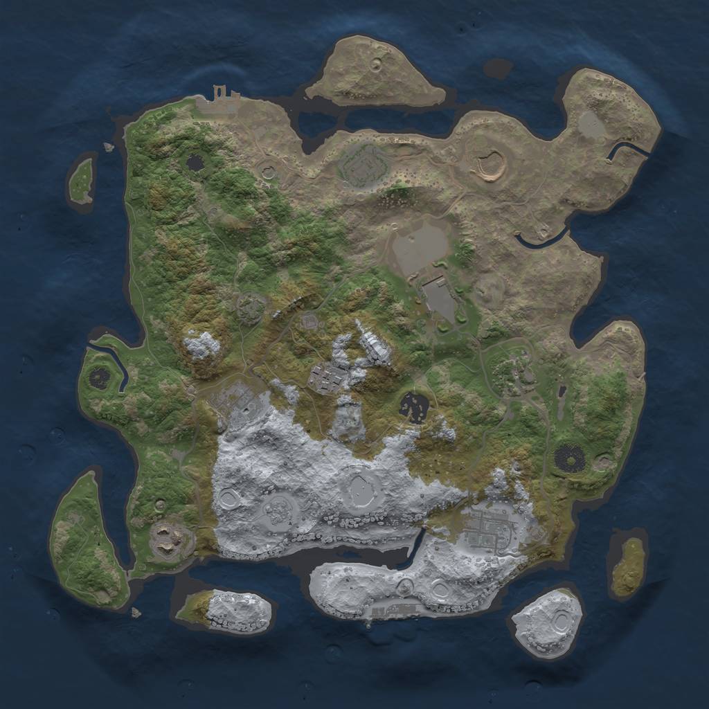 Rust Map: Procedural Map, Size: 3500, Seed: 1278936392, 17 Monuments