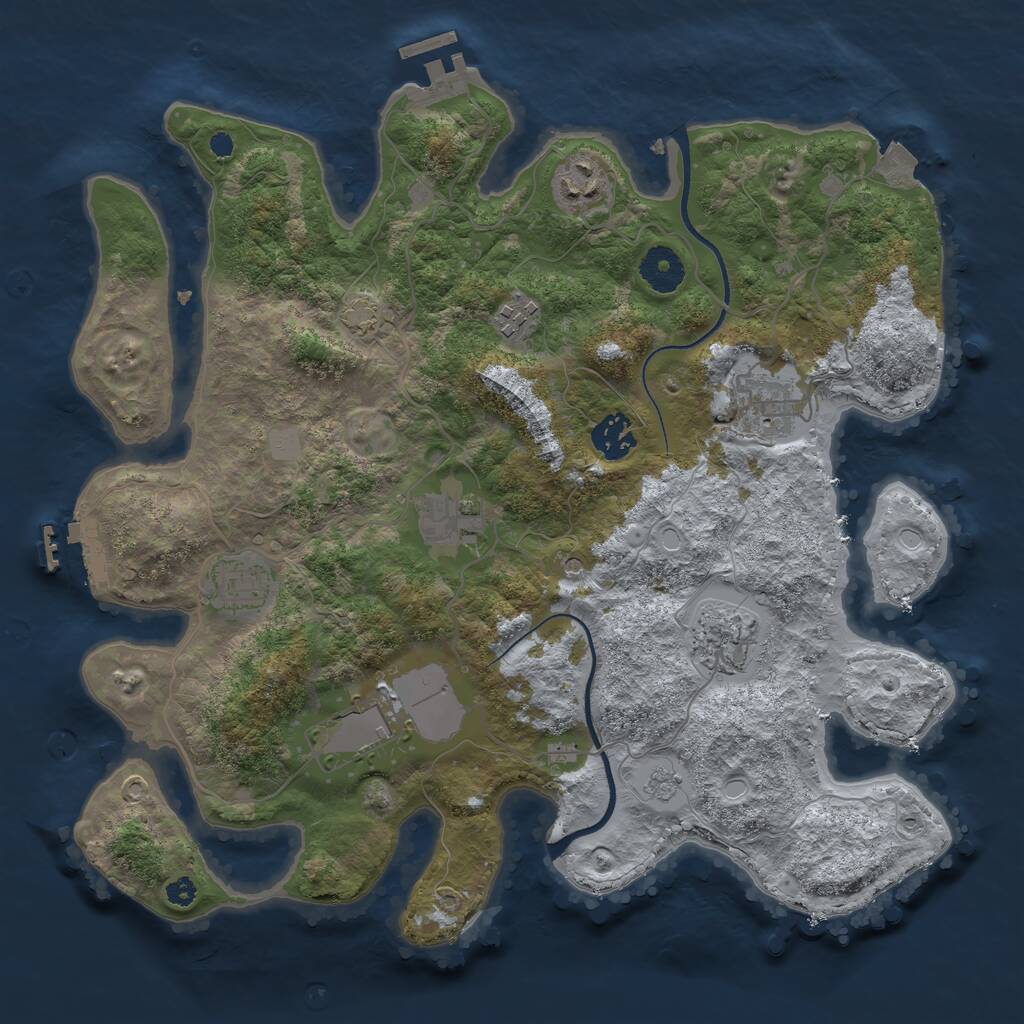 Rust Map: Procedural Map, Size: 3500, Seed: 563965862, 14 Monuments