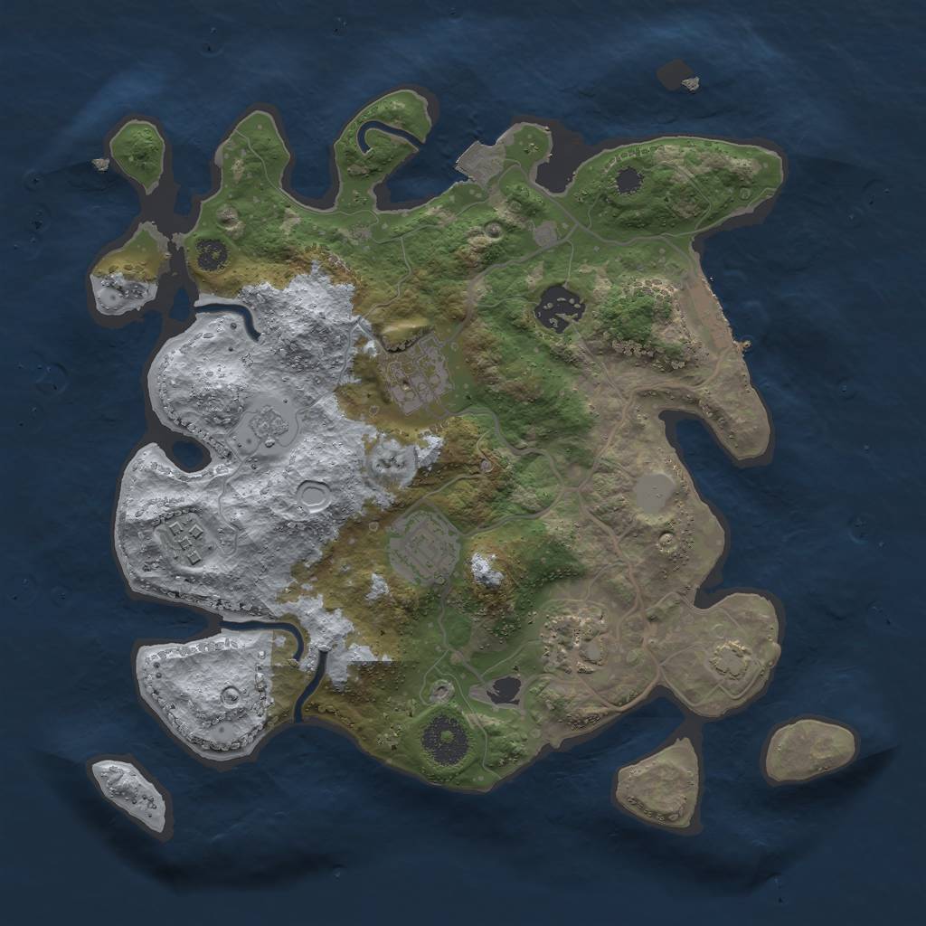 Rust Map: Procedural Map, Size: 3000, Seed: 48091758, 11 Monuments