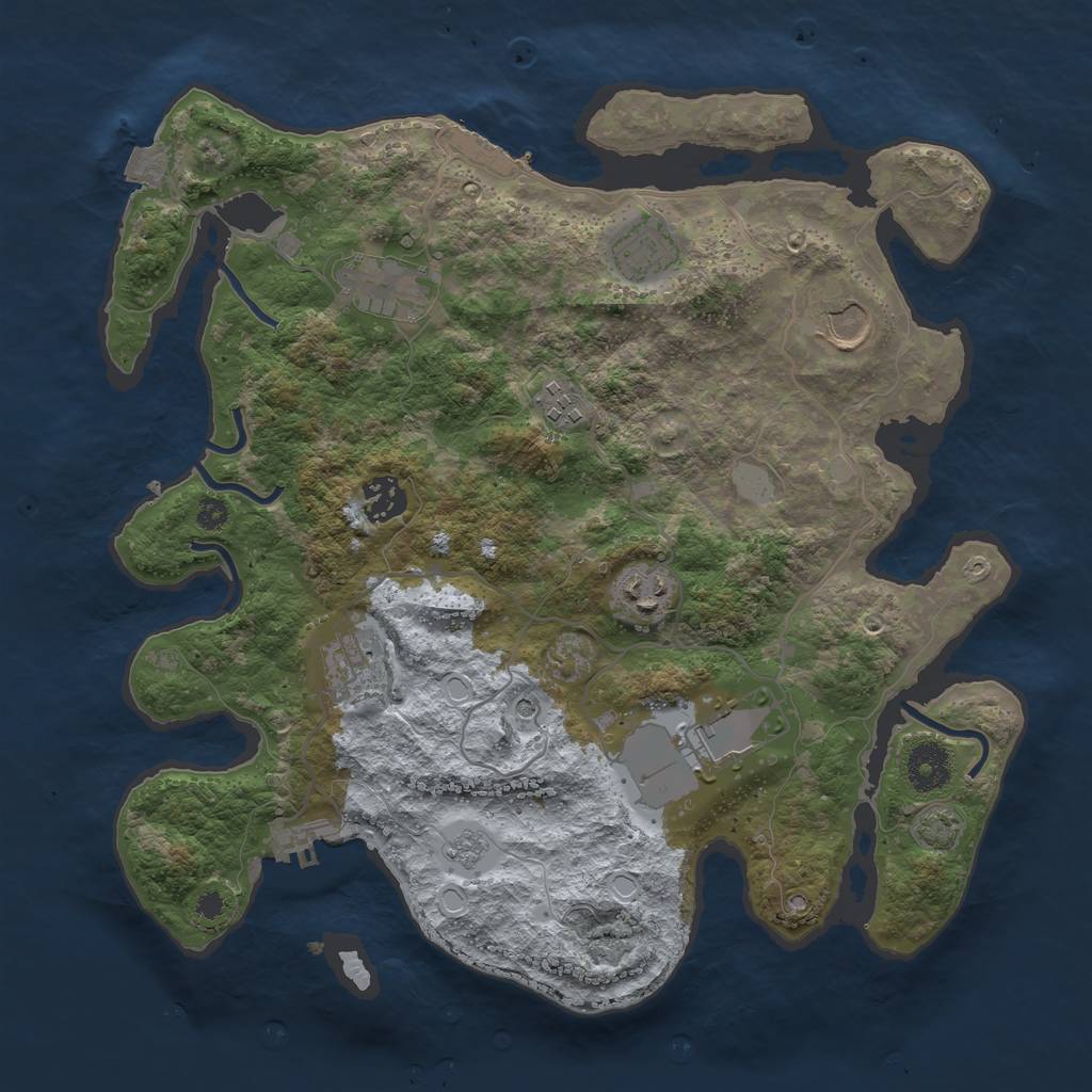 Rust Map: Procedural Map, Size: 3500, Seed: 8571268, 16 Monuments