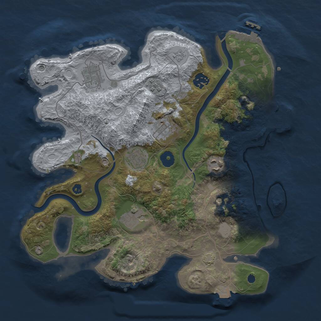 Rust Map: Procedural Map, Size: 3250, Seed: 55555, 13 Monuments