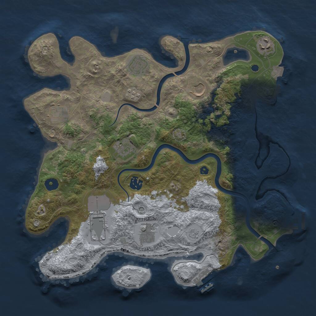 Rust Map: Procedural Map, Size: 3650, Seed: 7090855, 15 Monuments
