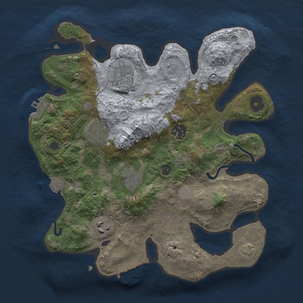 Rust Map: Procedural Map, Size: 3000, Seed: 30962, 12 Monuments