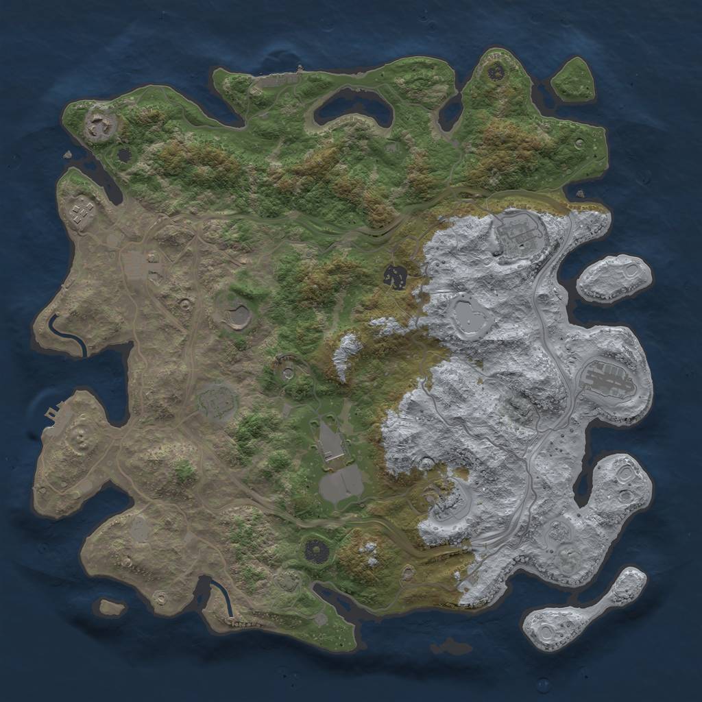 Rust Map: Procedural Map, Size: 4250, Seed: 1396505544, 18 Monuments