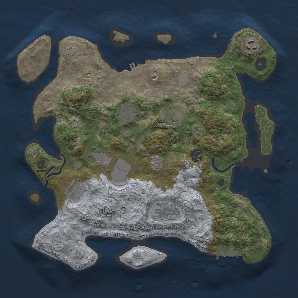Rust Map: Procedural Map, Size: 3500, Seed: 346847971, 16 Monuments