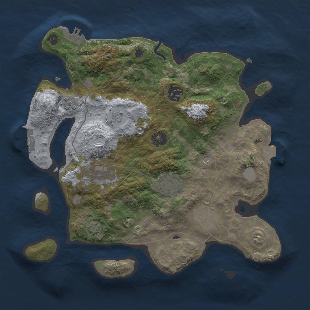 Rust Map: Procedural Map, Size: 3000, Seed: 17499, 13 Monuments