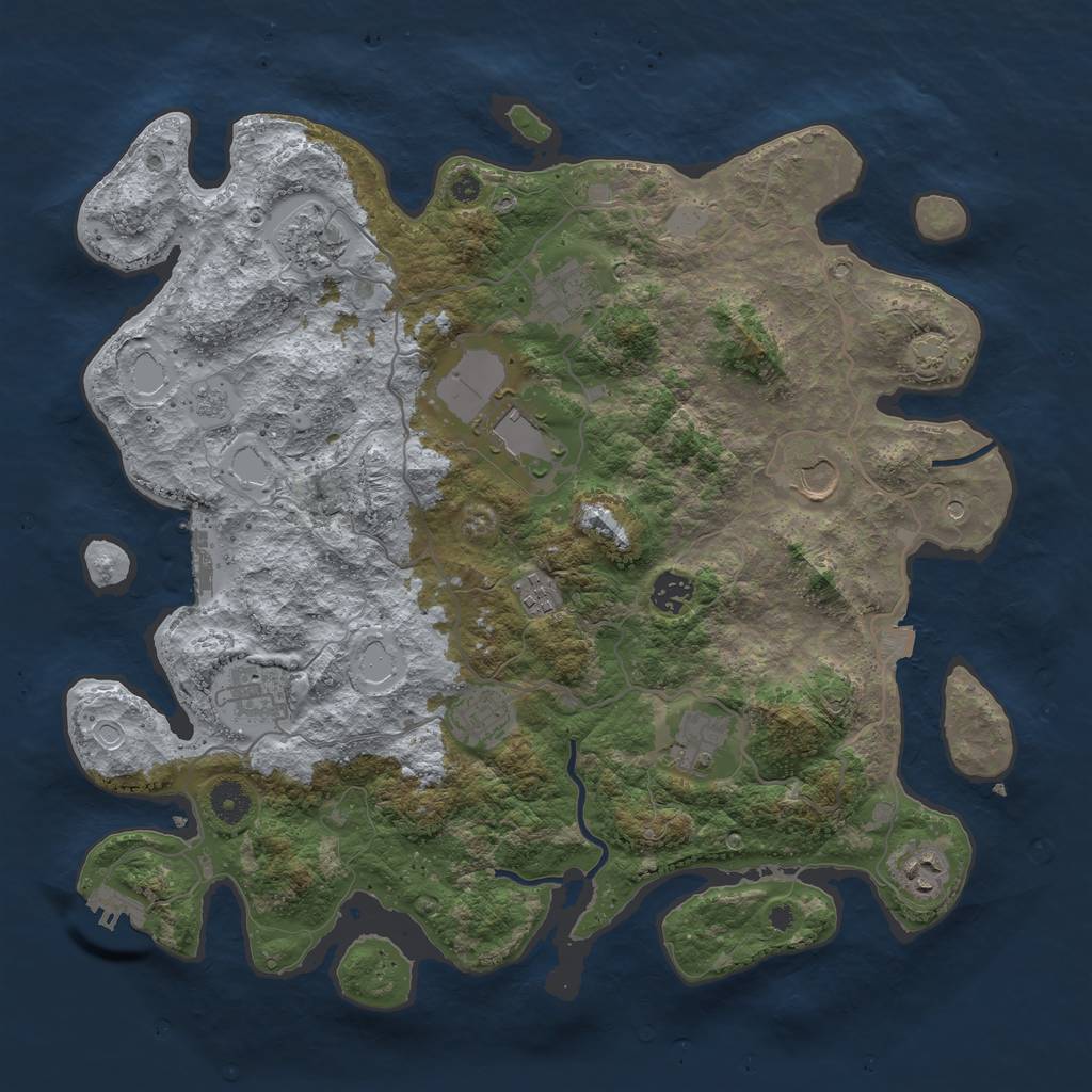 Rust Map: Procedural Map, Size: 4000, Seed: 55111155, 18 Monuments
