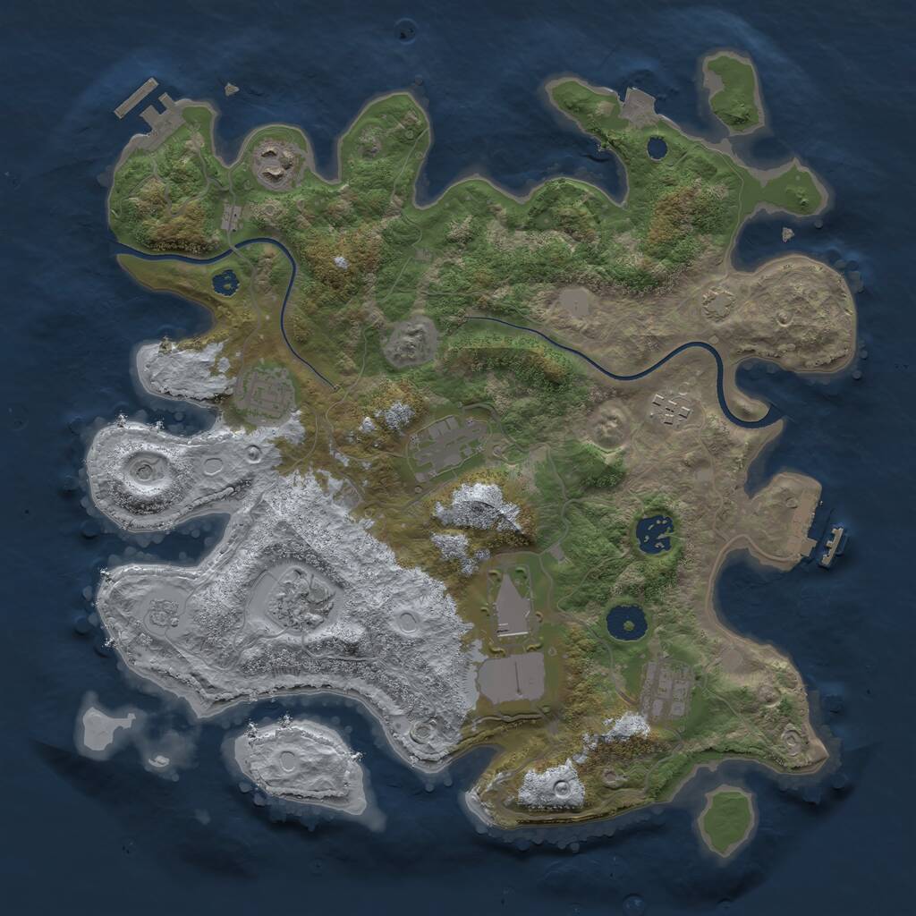 Rust Map: Procedural Map, Size: 3550, Seed: 62216482, 14 Monuments