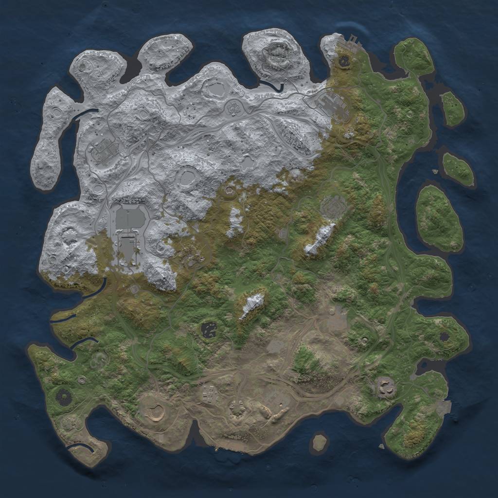Rust Map: Procedural Map, Size: 4500, Seed: 546874631, 19 Monuments