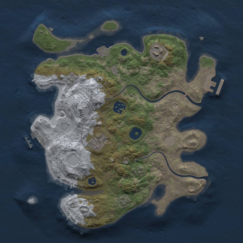 Rust Map: Procedural Map, Size: 3000, Seed: 7703, 10 Monuments