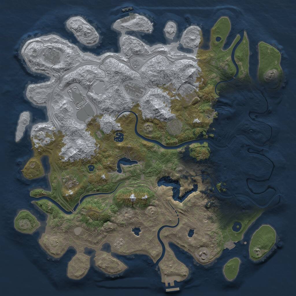 Rust Map: Procedural Map, Size: 4500, Seed: 736475, 15 Monuments