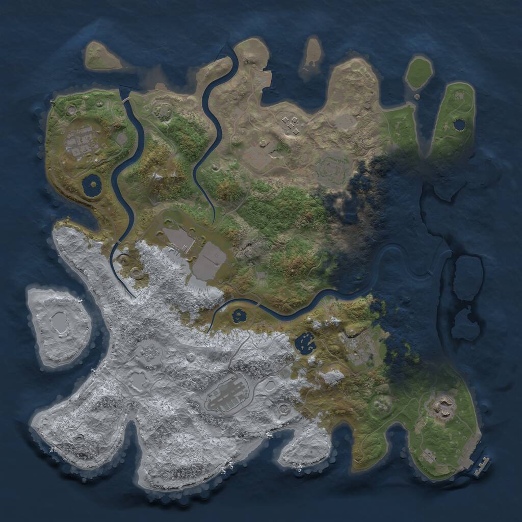 Rust Map: Procedural Map, Size: 3700, Seed: 104756104, 15 Monuments
