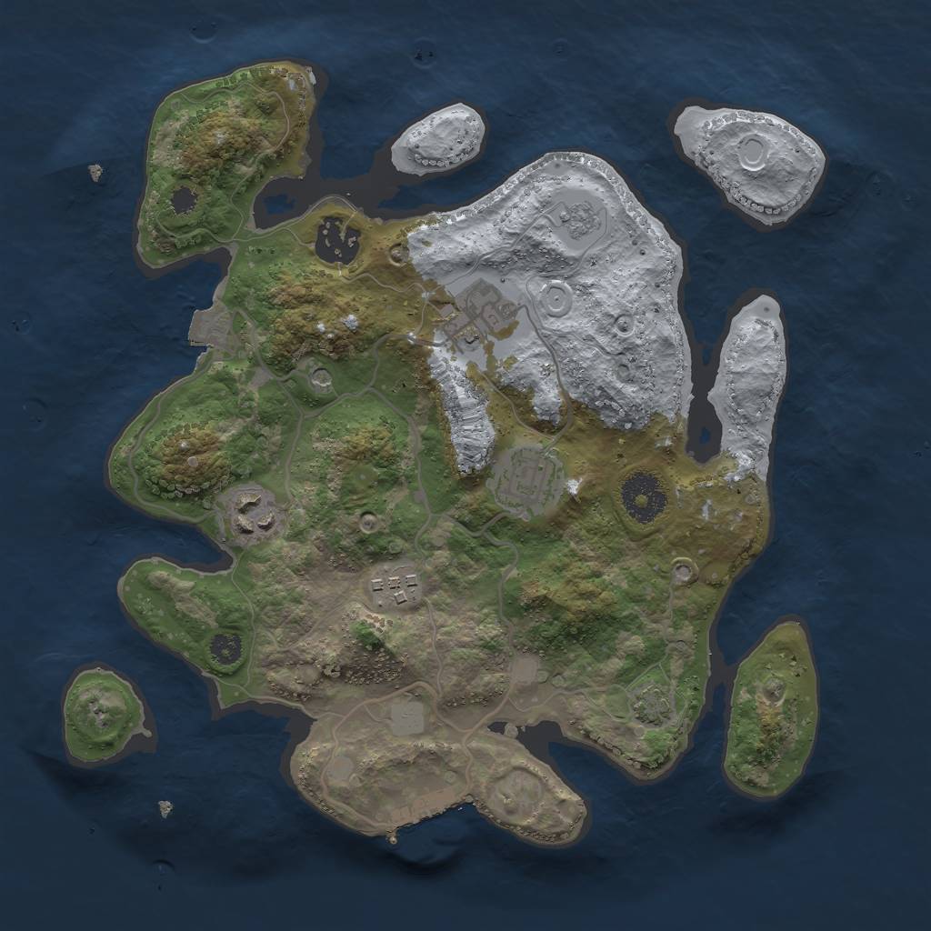 Rust Map: Procedural Map, Size: 3000, Seed: 25729, 12 Monuments