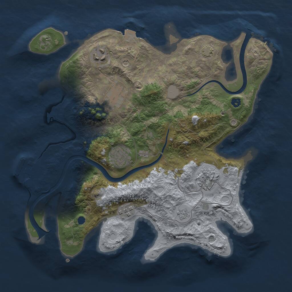 Rust Map: Procedural Map, Size: 3000, Seed: 165474, 10 Monuments