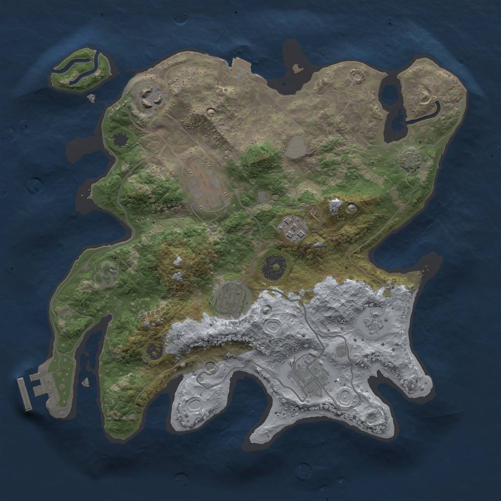Rust Map: Procedural Map, Size: 3000, Seed: 165474, 12 Monuments