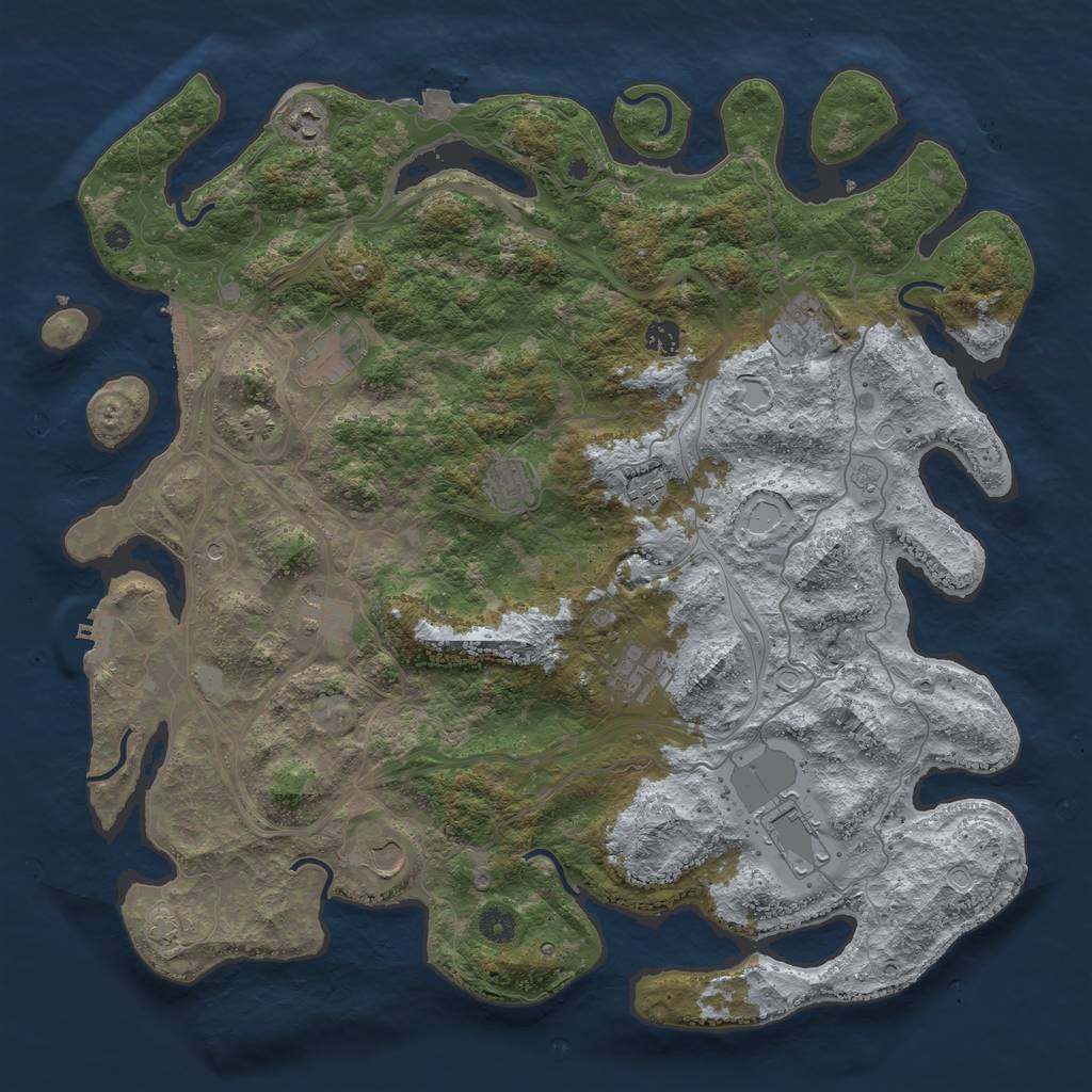Rust Map: Procedural Map, Size: 4500, Seed: 284958801, 18 Monuments